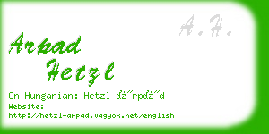 arpad hetzl business card